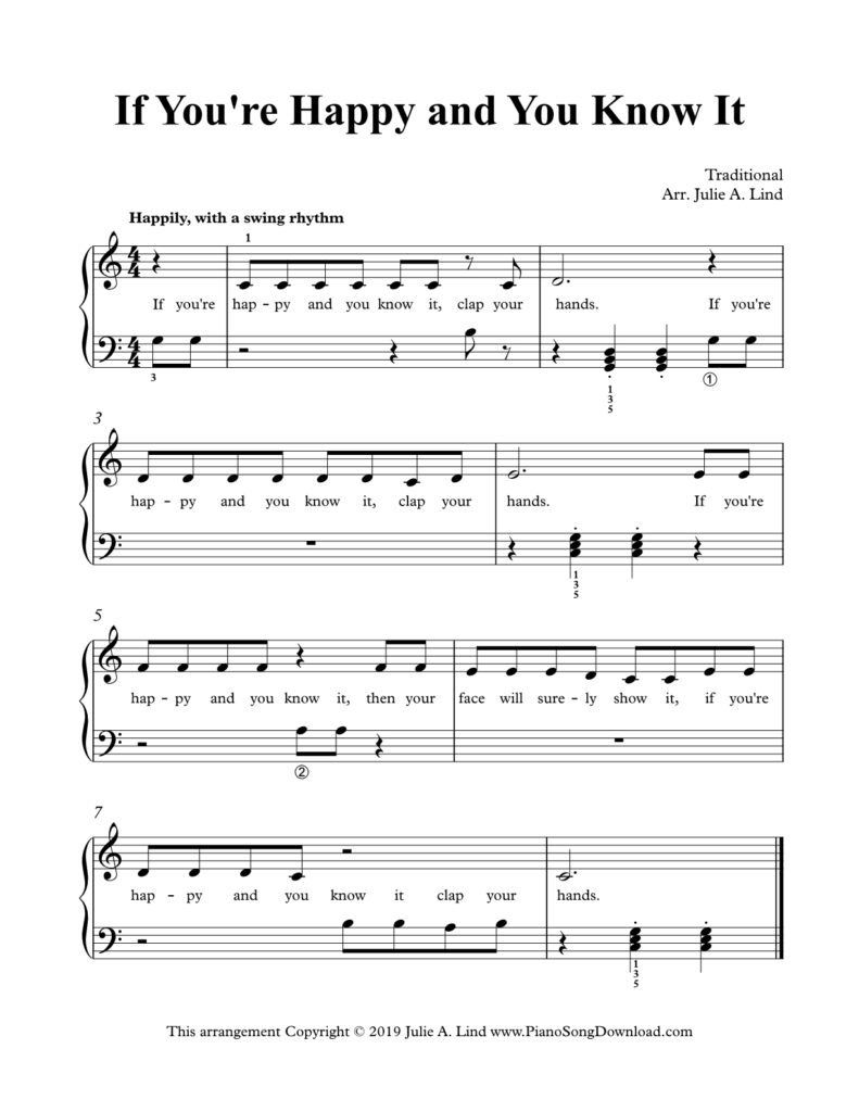 If You're Happy and You Know It Level 2 piano sheet music with chords