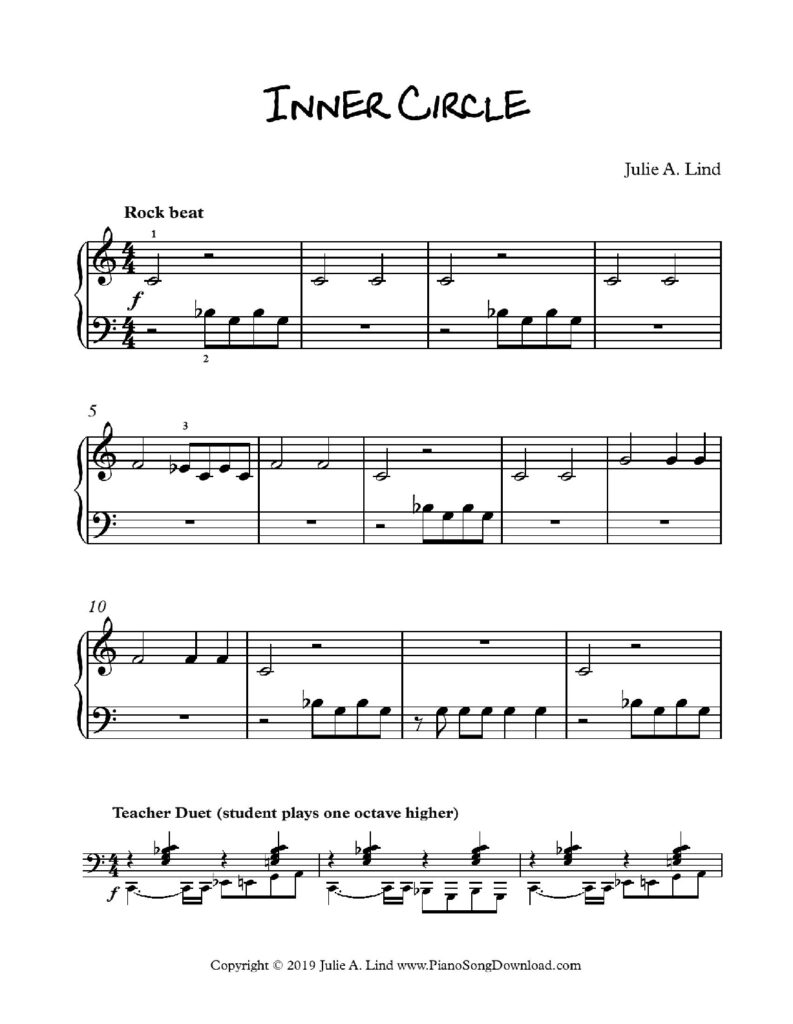 Inner Circle Level 1 piano solo with teacher duet by Julie Lind