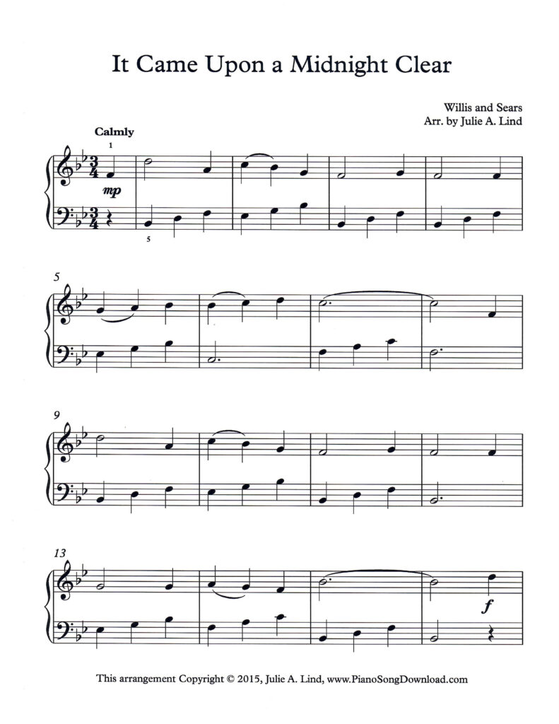It Came Upon a Midnight Clear Level 3 piano sheet music in B-flat major