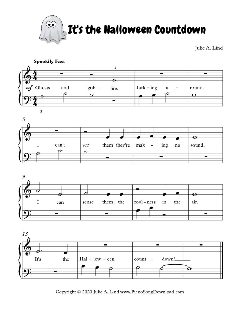 It's the Halloween Countdown Level 1 piano sheet music by Julie Lind