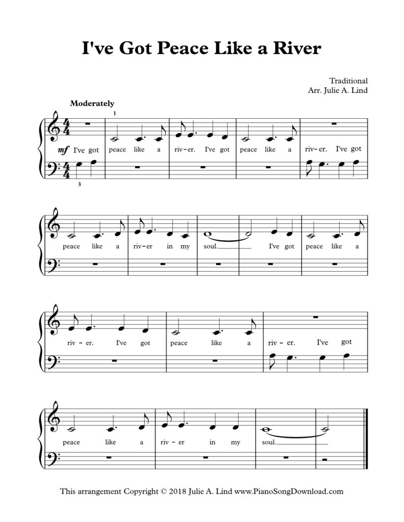 I've Got Peace Like a River Level 1 piano sheet music