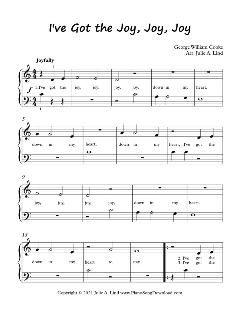 I've Got the Joy Joy Joy Level 1 piano sheet music
