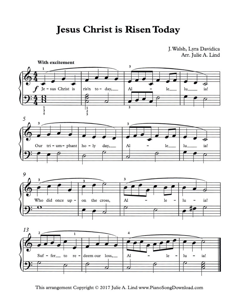 Jesus Christ Is Risen Today Level 3 piano sheet music