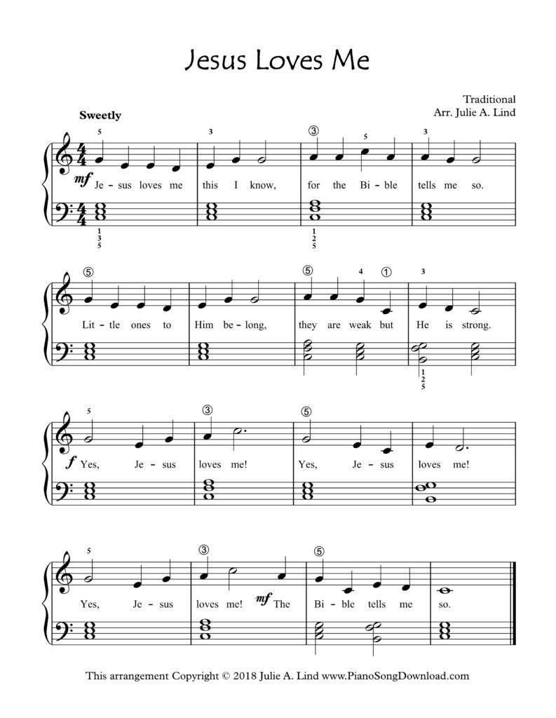 Jesus Loves Me Level 2 piano sheet music