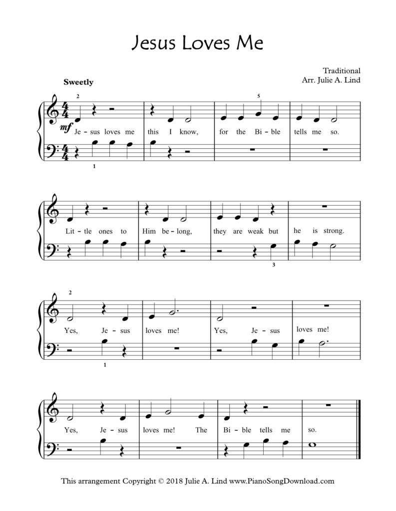 Jesus Loves Me Level 1 piano sheet music