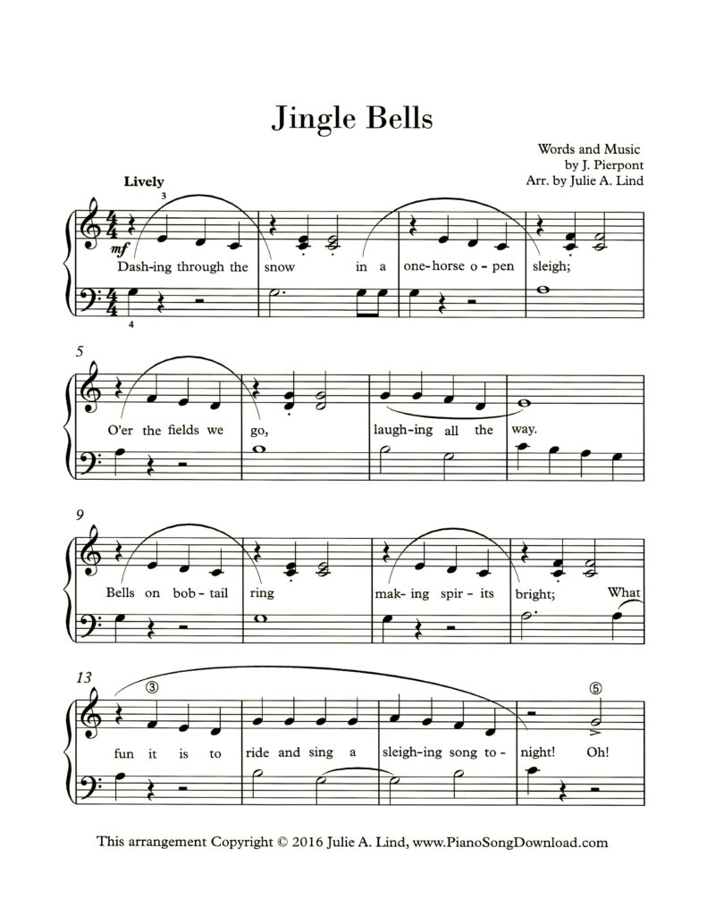 Jingle Bells - Dashing through the Snow - Level 3 piano sheet music