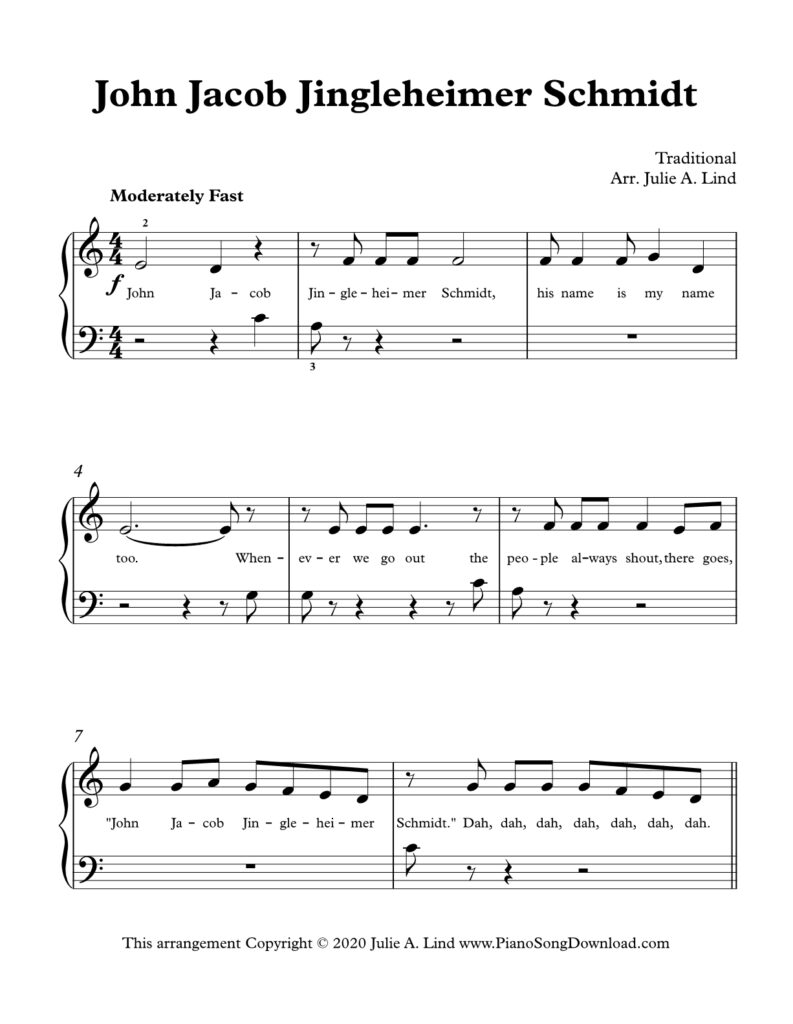 ohn Jacob Jingleheimer Schmidt Level 1 piano sheet music