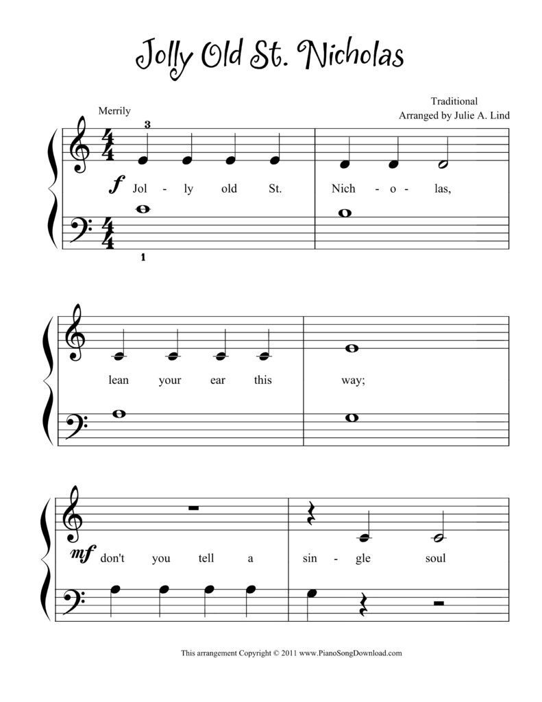 Jolly Old St. Nicholas Level 1 piano sheet music