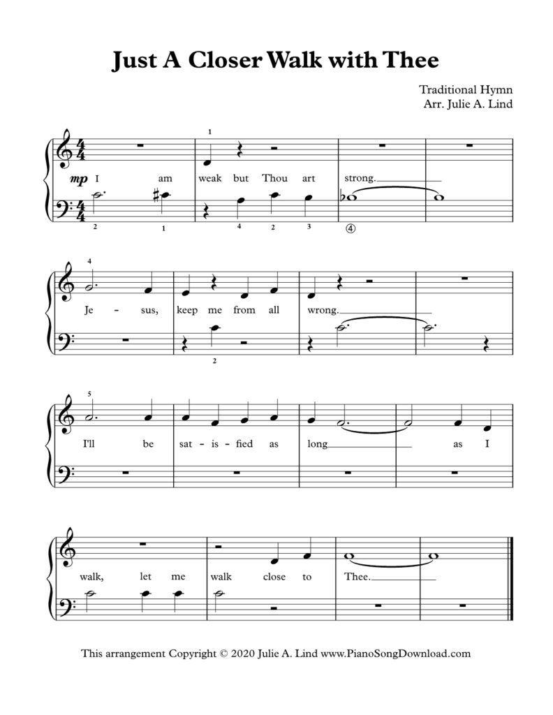 Just a Closer Walk with Thee Level 1 piano sheet music