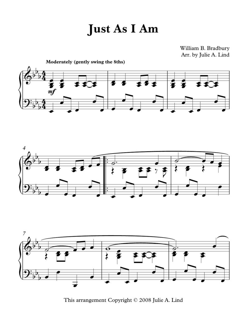 Just As I Am - arranged by Julie Lind