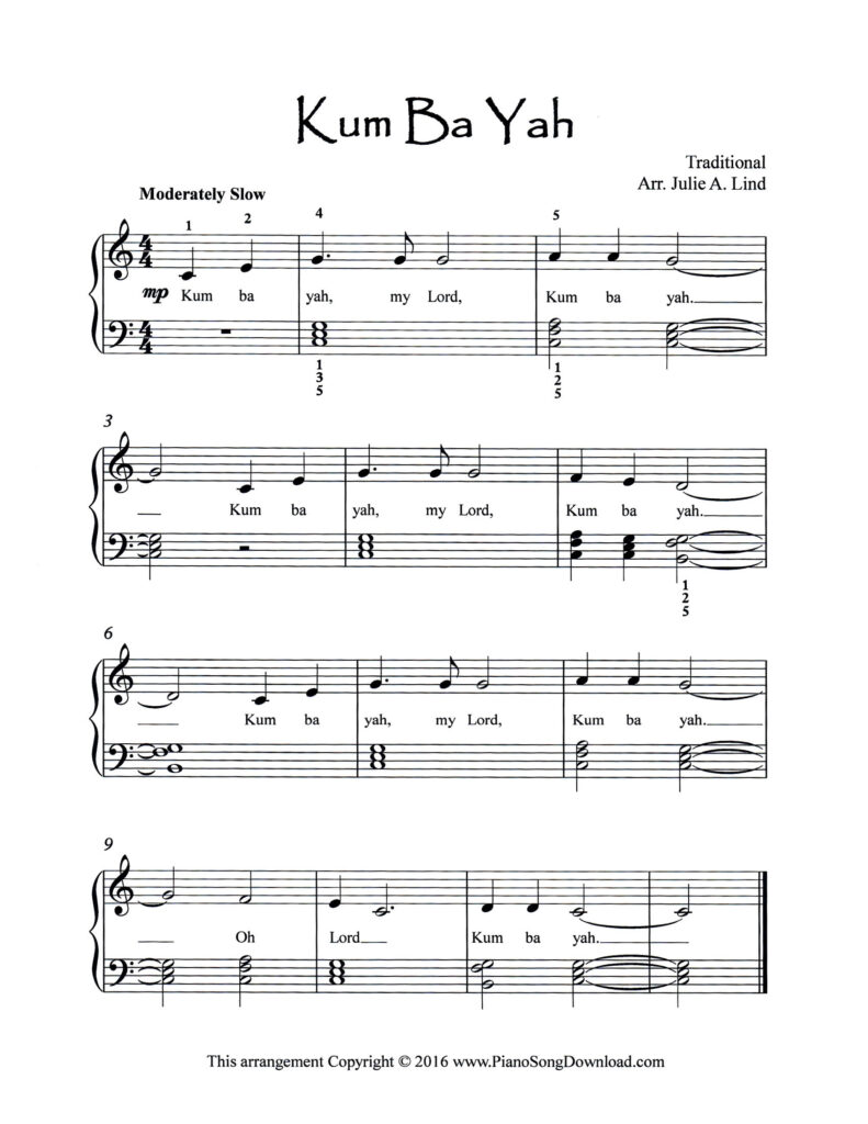 Kum Ba Yah Level 2 piano sheet music
