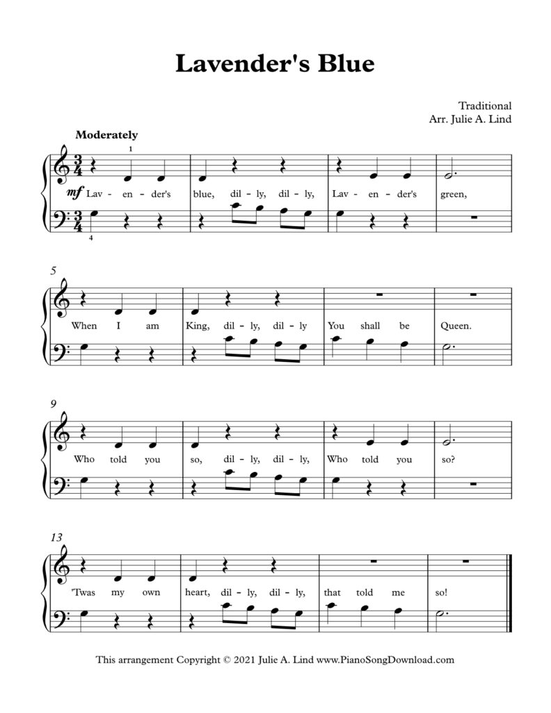 Lavender's Blue Level 1 piano sheet music