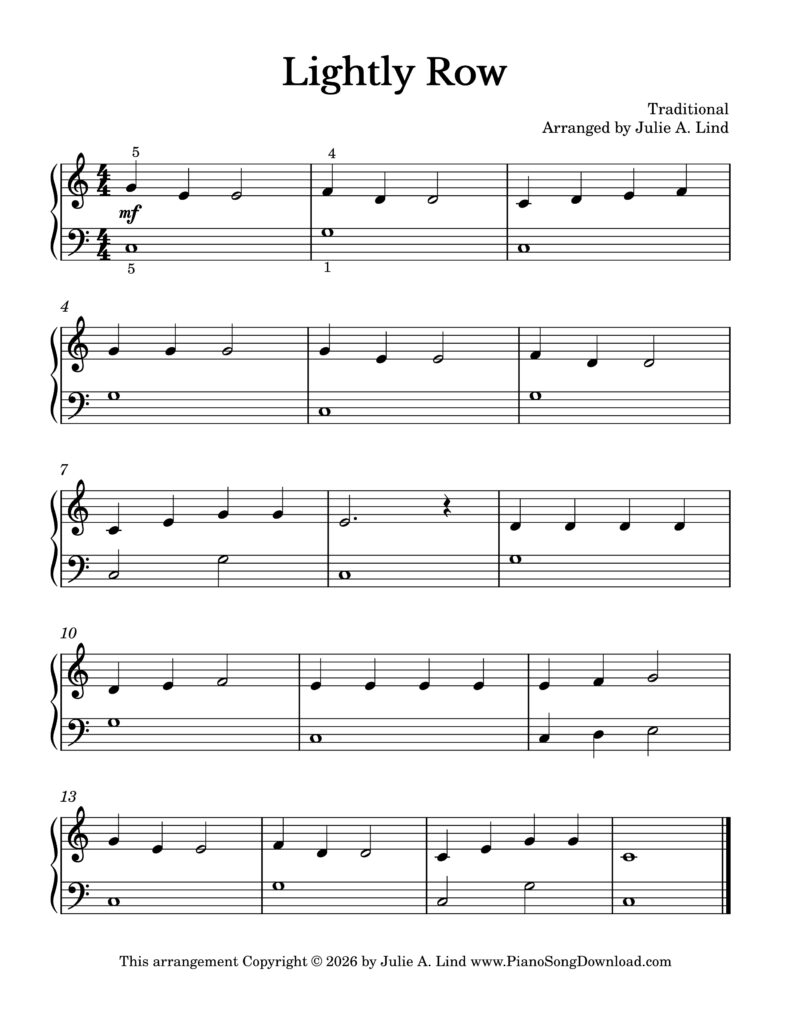 Lightly Row Level 1 hands together piano sheet music