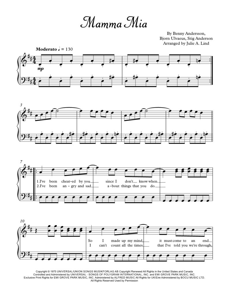 Mamma Mia - piano