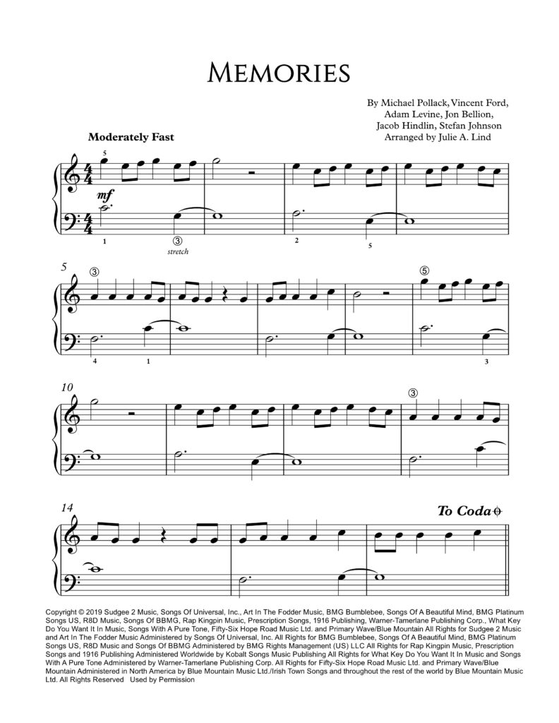 Memories - Piano