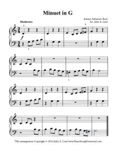 Simplified Minuet in G Level 2 piano sheet music
