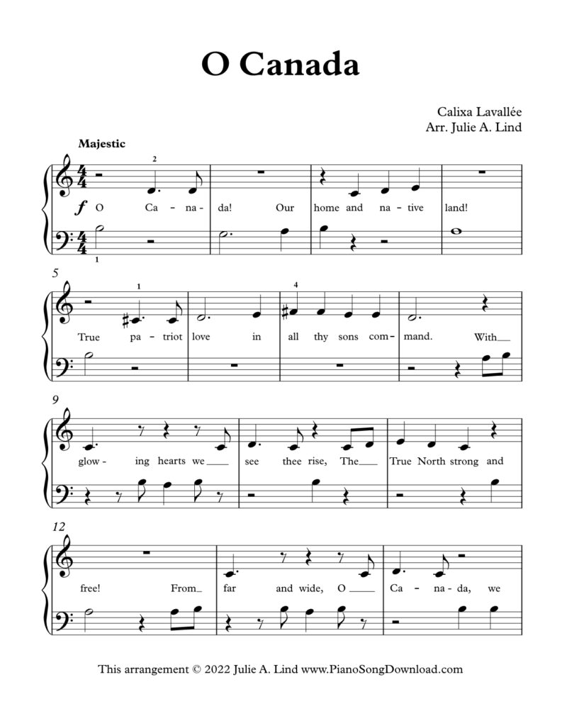 O Canada Level 1 piano sheet music
