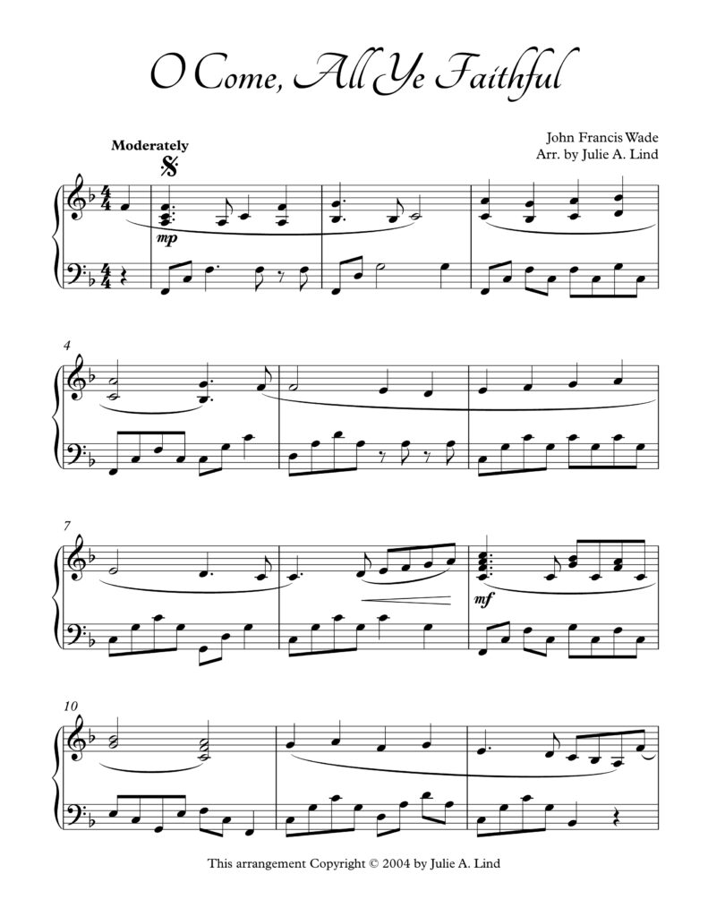 O Come All Ye Faithful - intermediate piano
