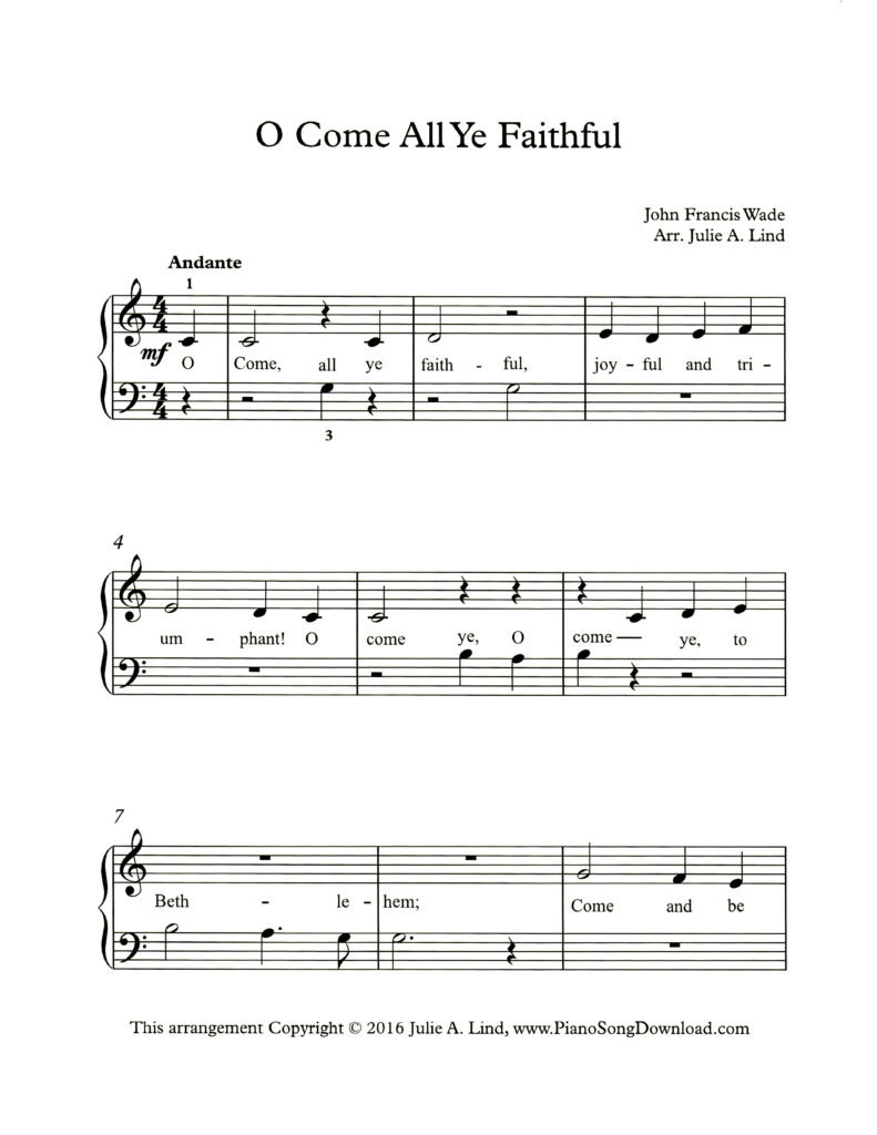 O Come All Ye Faithful Level 1 piano sheet music