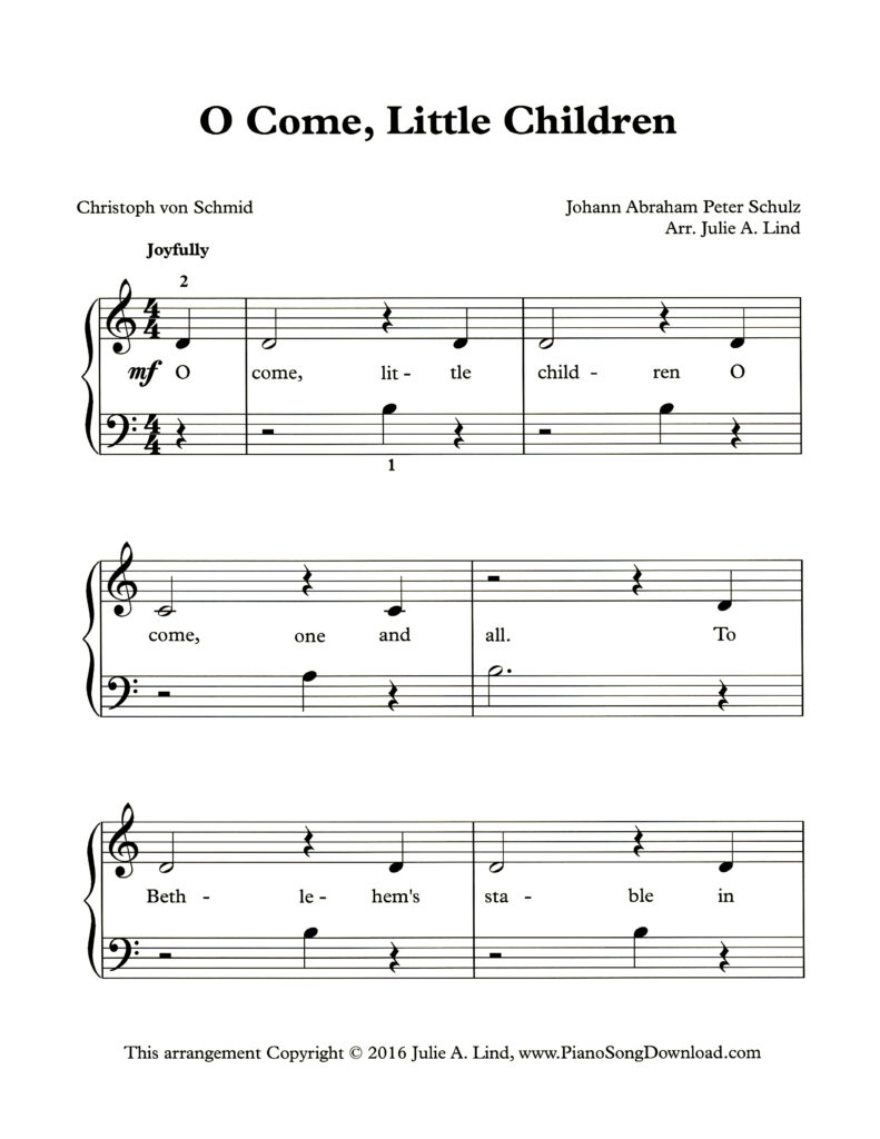 O Come Little Children Level 1 piano sheet music