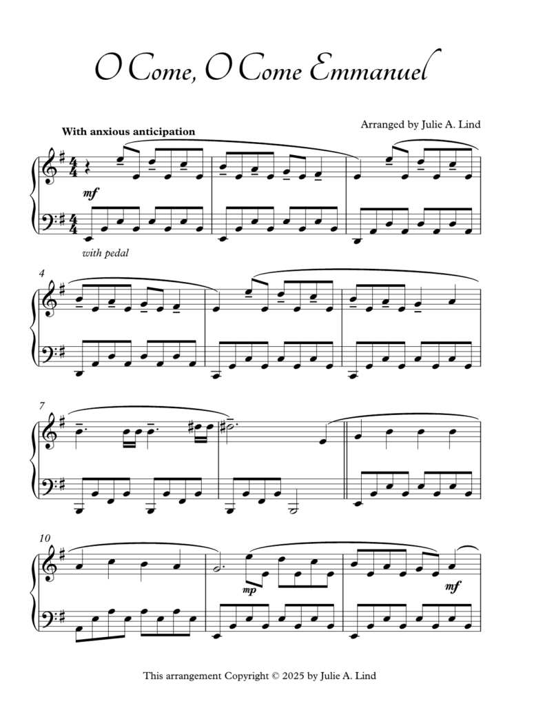 O Come O Come Emmanuel - intermediate piano