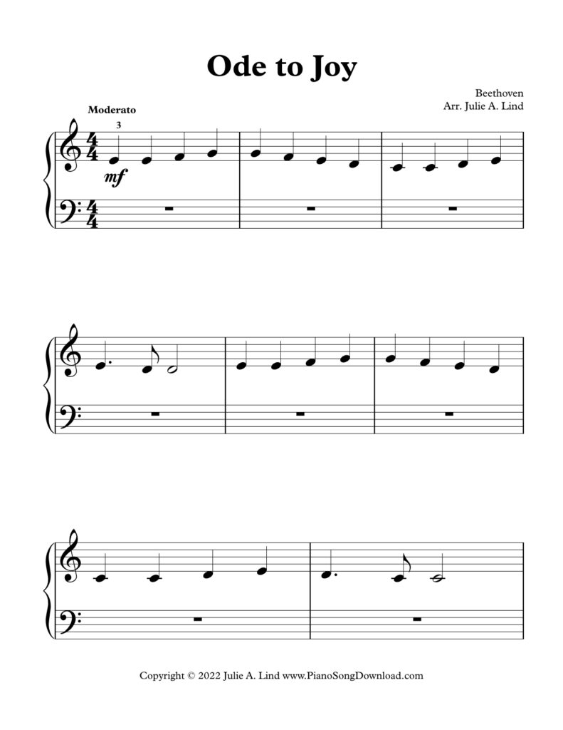 Ode to Joy Extended Version Level 1 piano sheet music
