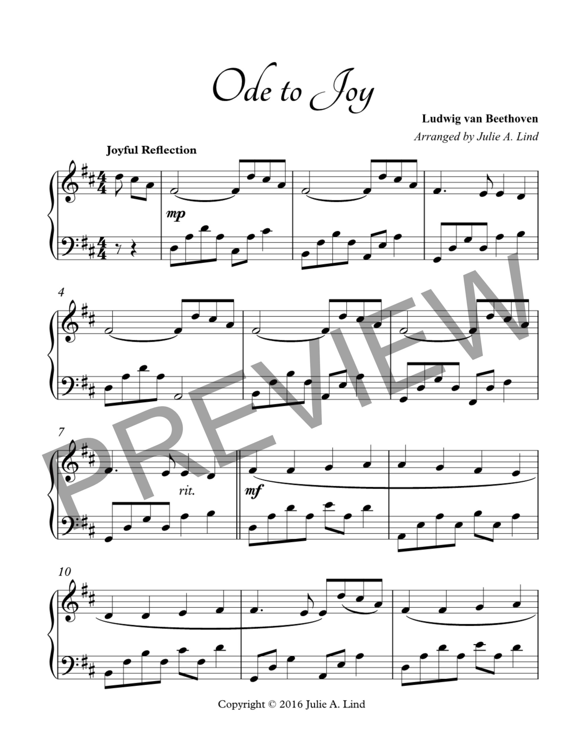 Ode to Joy arranged by Julie Lind