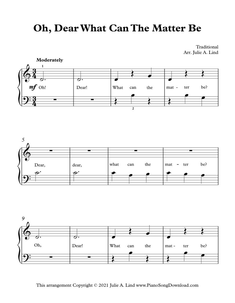 Oh Dear What Can the Matter Be Level 1 piano sheet music with tutorial
