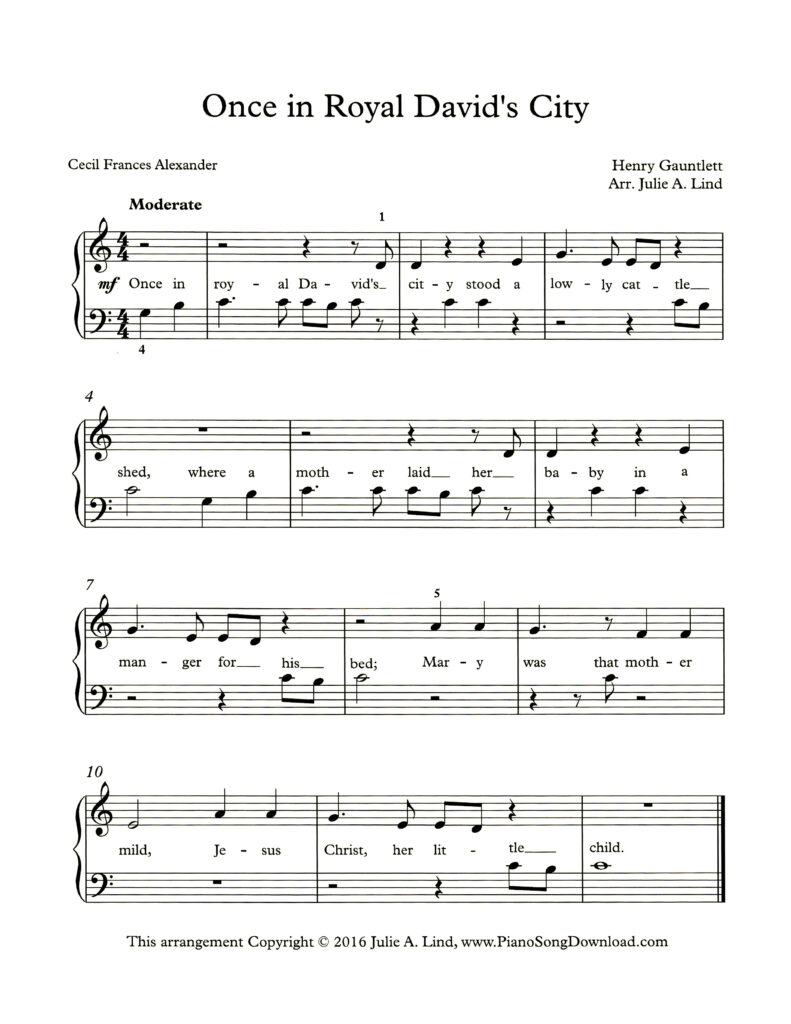 Once in Royal David's City Level 1 piano sheet music