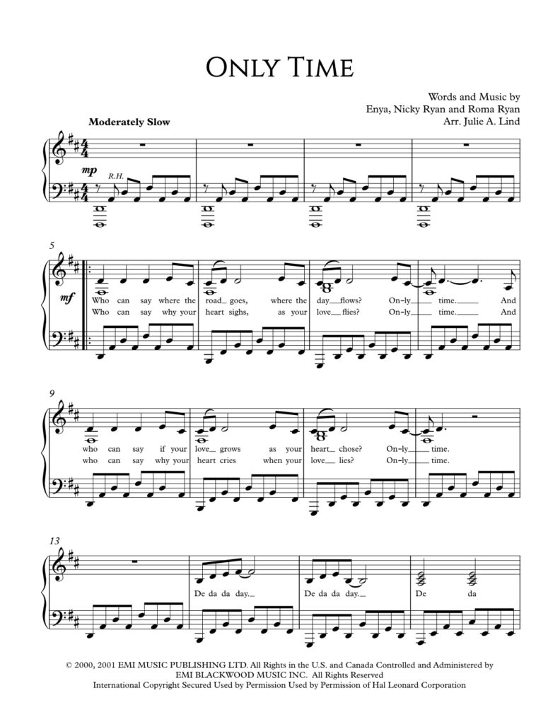 Only Time - piano