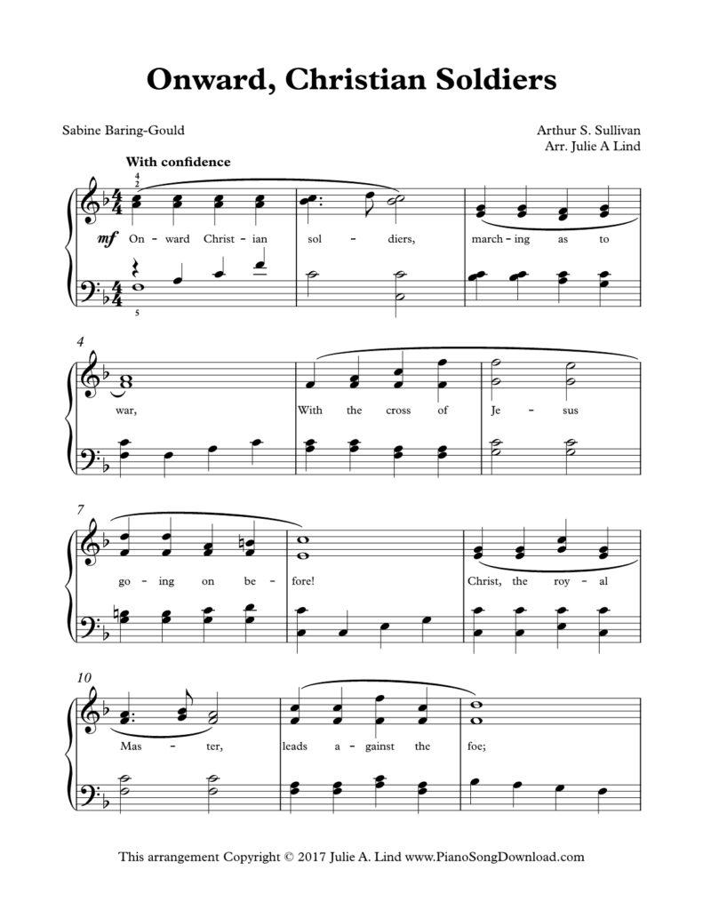 Onward Christian Soldiers Level 3 piano arrangement in F major