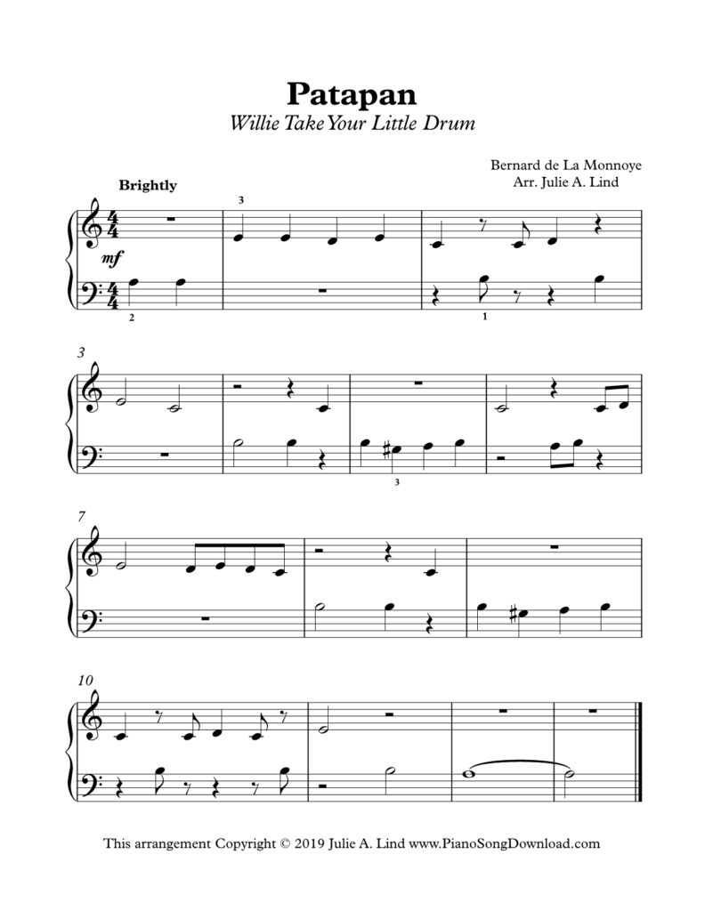 Patapan Willie Take Your Little Drum Level 1 piano sheet music
