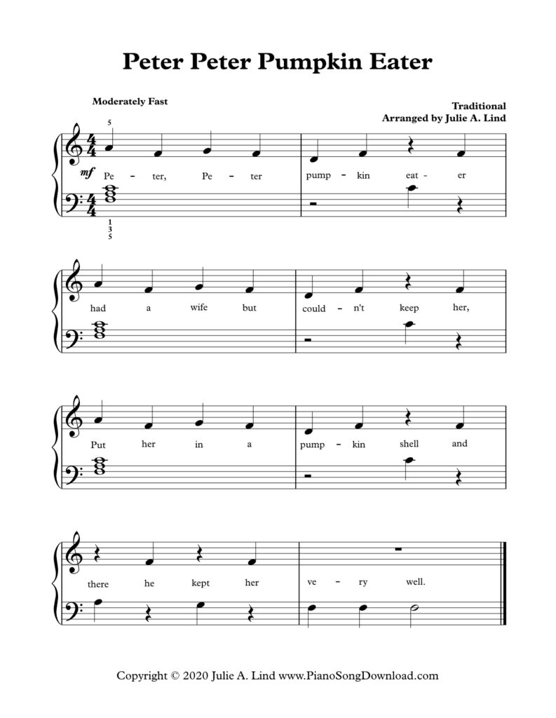 Peter Peter Pumpkin Eater Level 2 piano sheet music