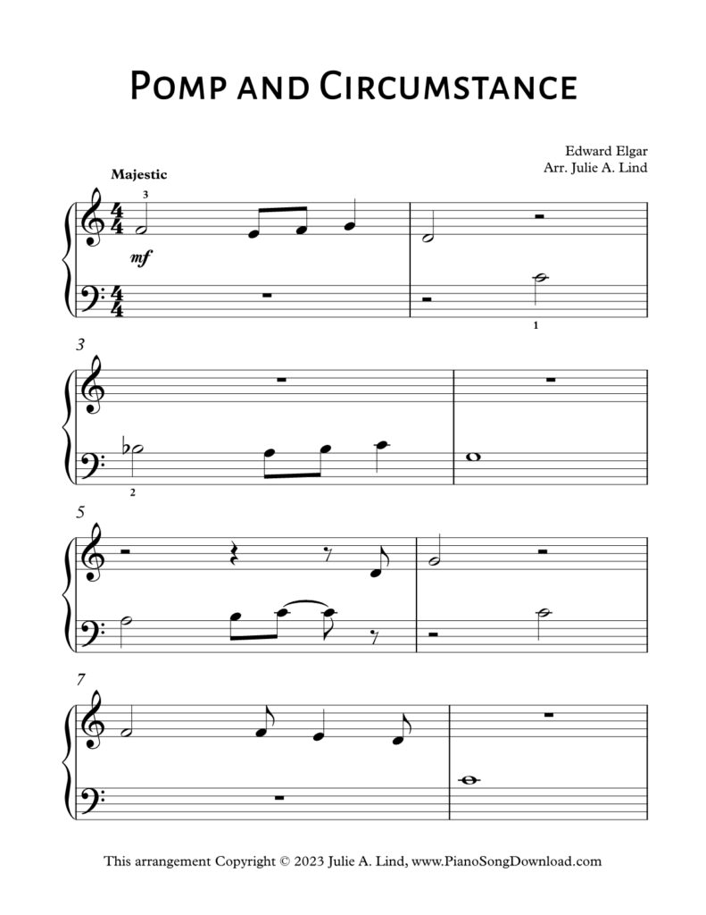 Pomp and Circumstance Graduation Song Level 1 piano sheet music