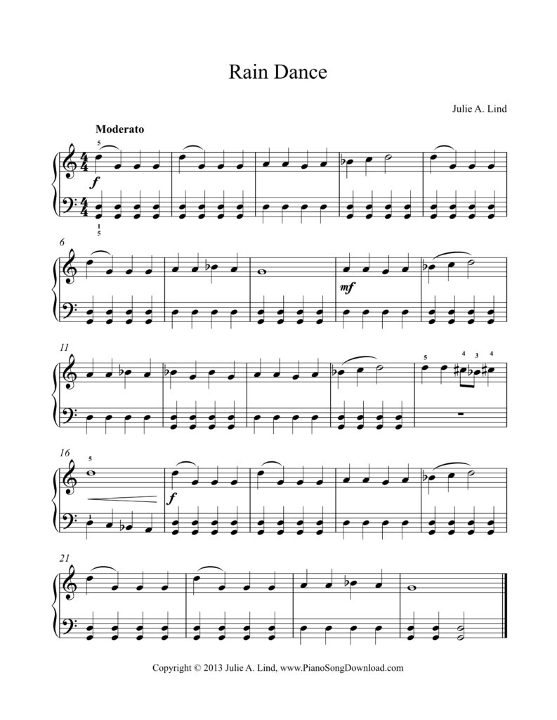 Rain Dance Level 2 original piano solo by Julie Lind