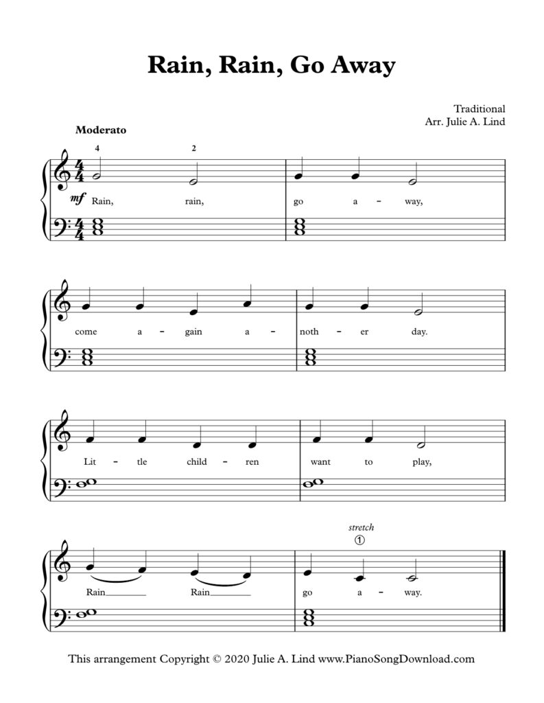 Rain Rain Go Away Level 2 piano sheet music