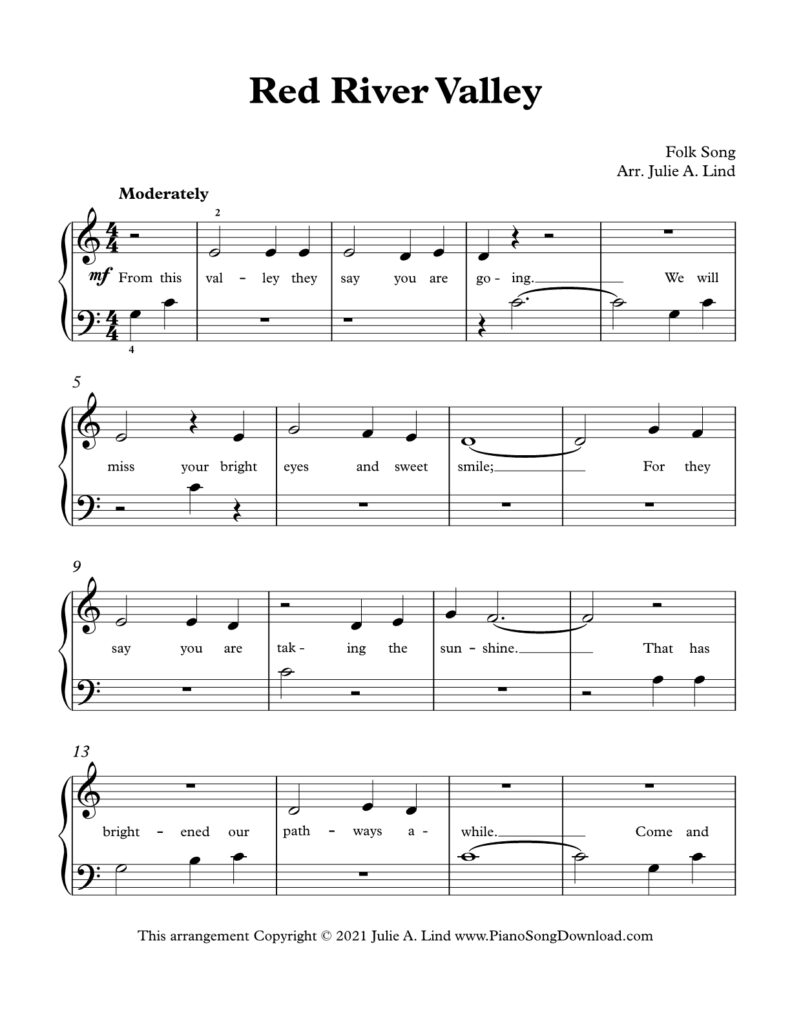 Red River Valley Level 1 piano sheet music