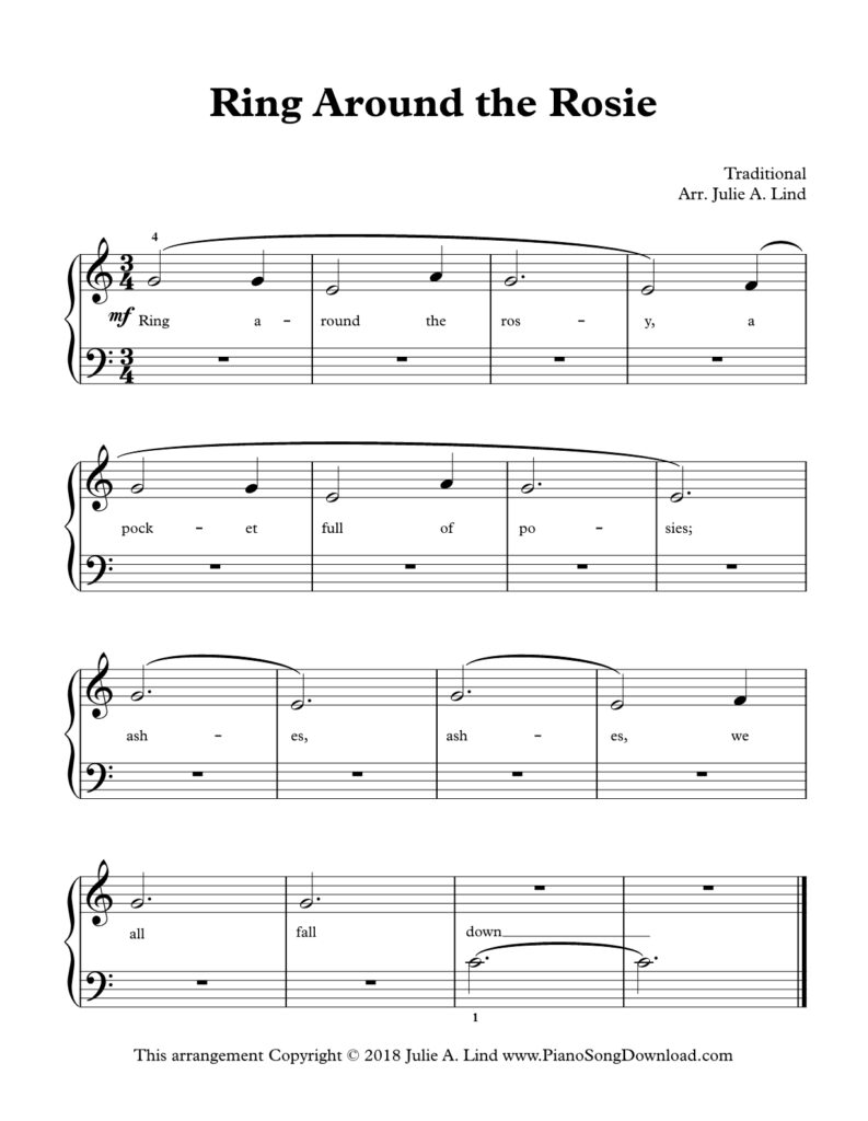 Ring Around the Rosie Level 1 piano sheet music