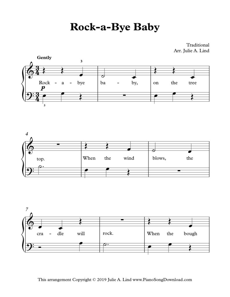 Rock-a-Bye Baby Level 1 piano sheet music