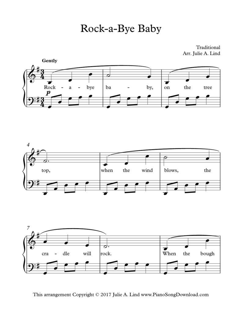 Rock-a-Bye Baby Level 3 piano arrangement
