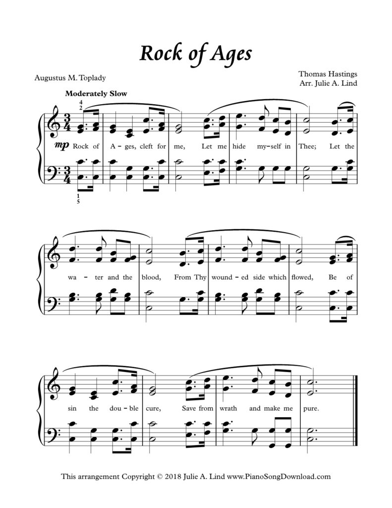 Rock of Ages Level 3 hymn arrangement for piano