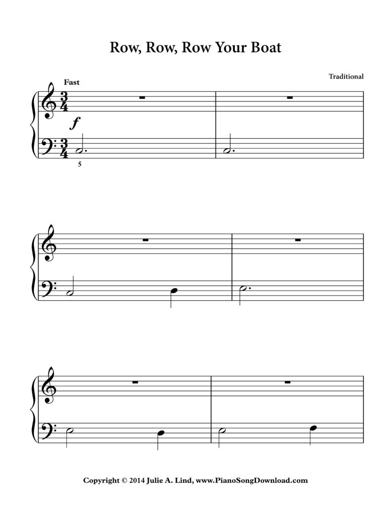 Row Row Row Your Boat Level 1 piano sheet music