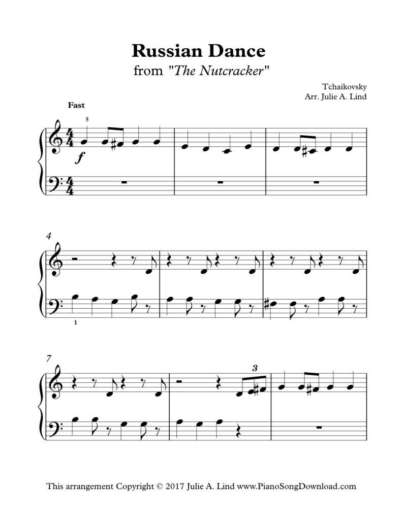 Russian Dance from The Nutcracker Level 1 piano sheet music