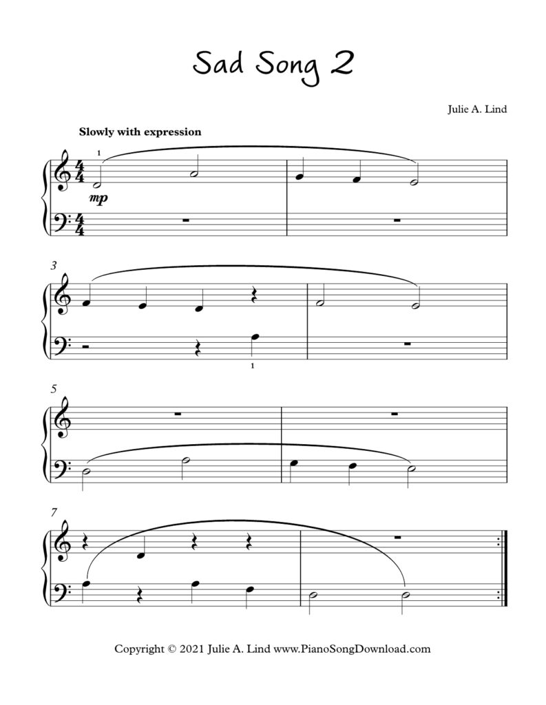 Sad Song 2 original piano solo in D minor by Julie Lind