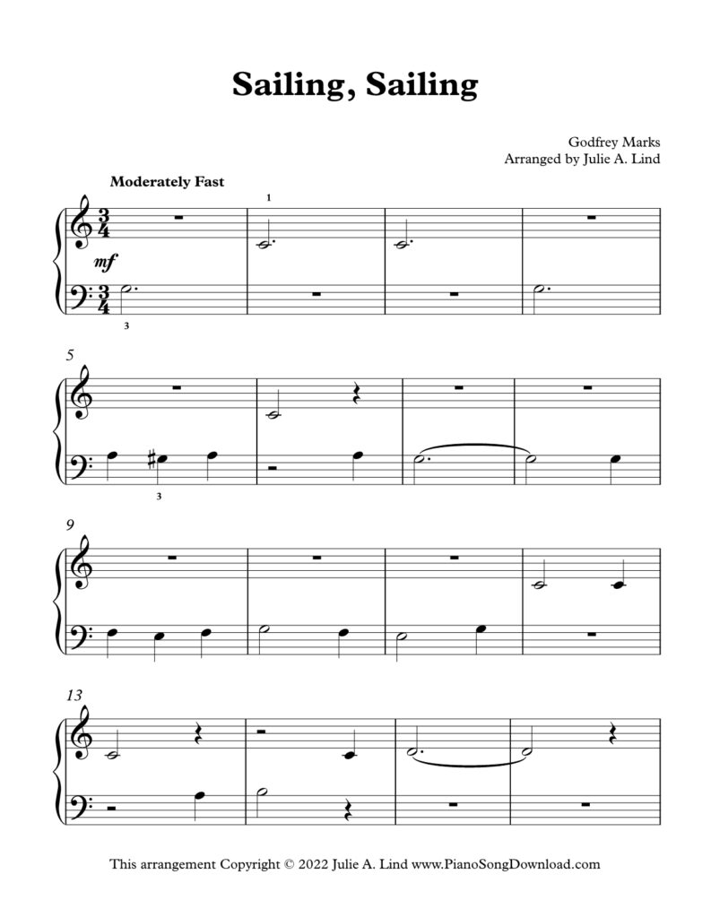 Sailing Sailing Level 1 piano music