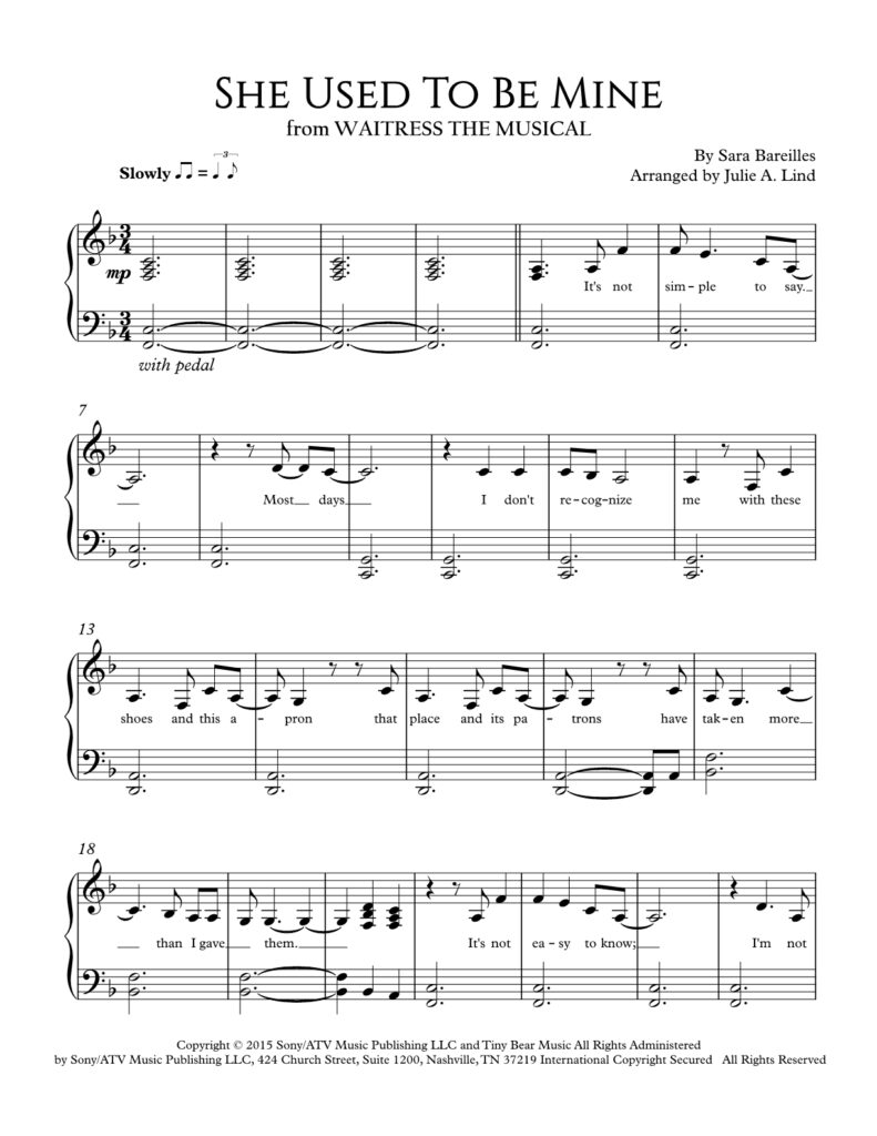 She Used To Be Mine - Piano