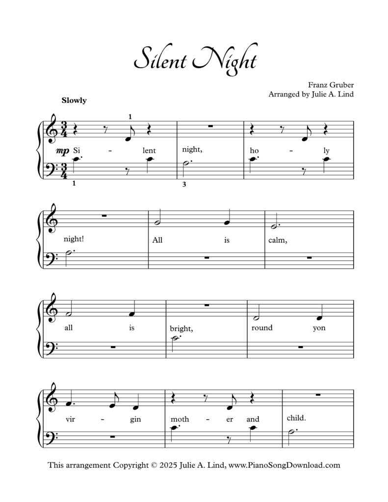 Silent Night Level 1 piano sheet music