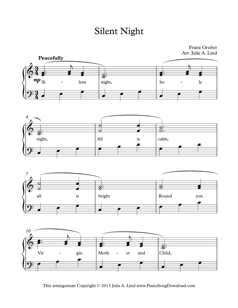 Silent Night Level 3 flowing piano arrangement