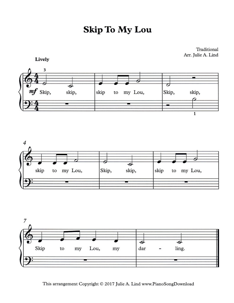 Skip to My Lou Level 1 piano sheet music