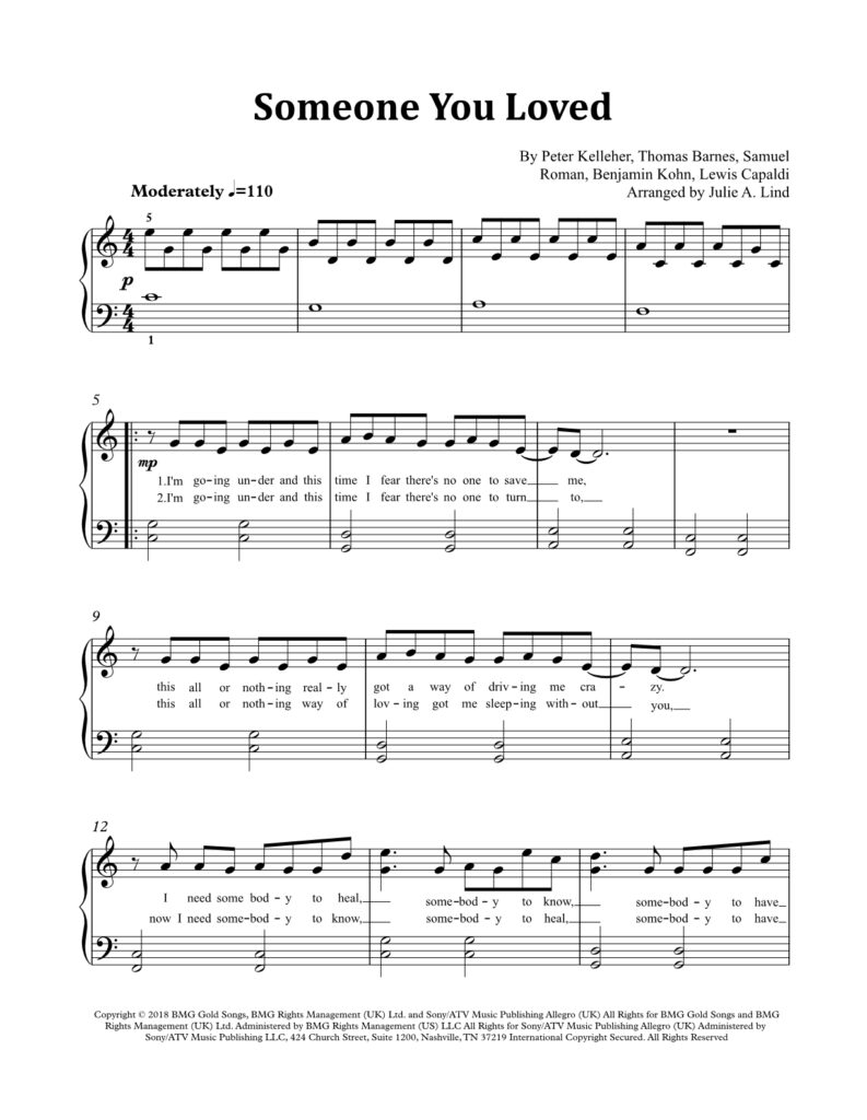 Someone You Loved - Simplified Piano